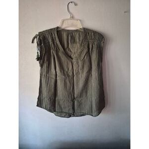 By Anthropologie Green Striped Top XXS